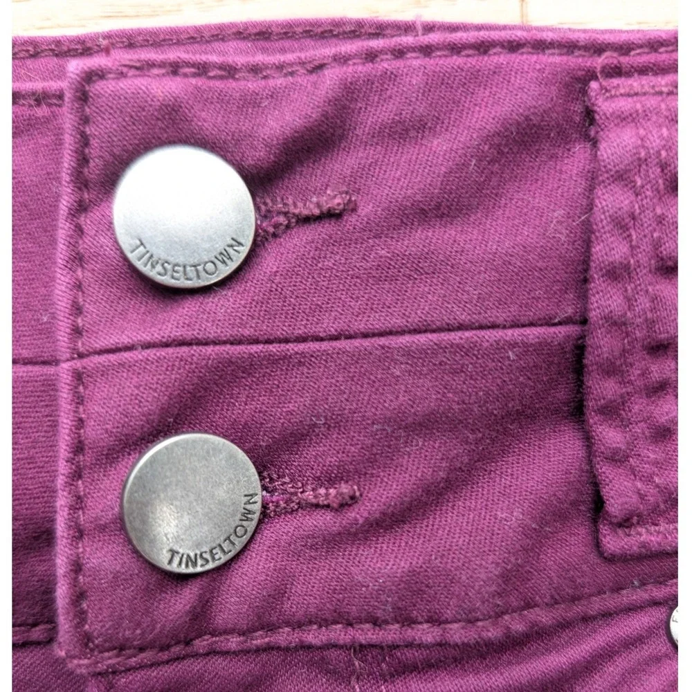 Tinseltown Womens High Rise Skinny‎ Pants Plum Purple Double Button Size 5